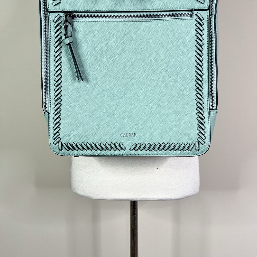 Calpak | Kaya 15in Aqua Pastel Mint Green Blue Faux Leather Laptop Backpack Bag - Picture 4 of 10